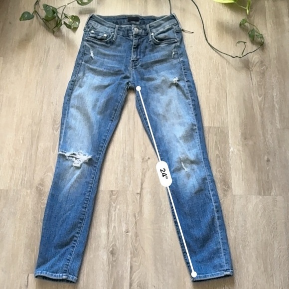 Mother The Looker Cropped Distressed Jeans Women size 25 Gypsy Blue - Picture 5 of 11